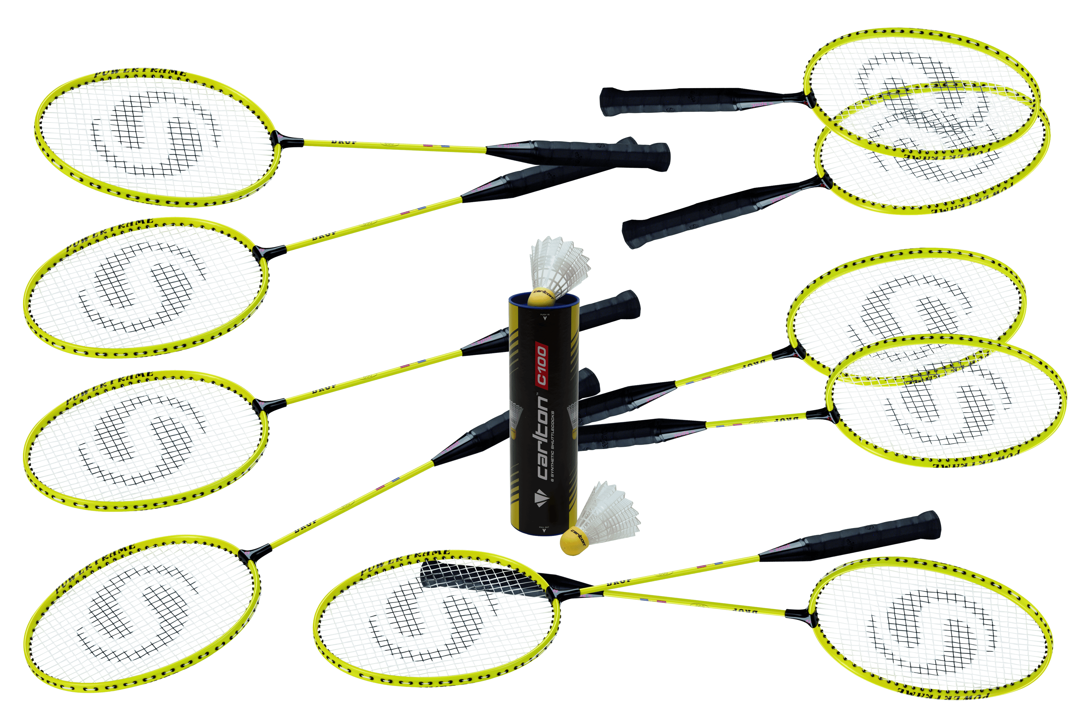 Badmintonracket Drop Mix set, 10 rackets + 6 shuttles | Nijha